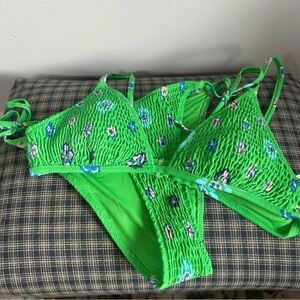 Aerie Green Floral Bikini